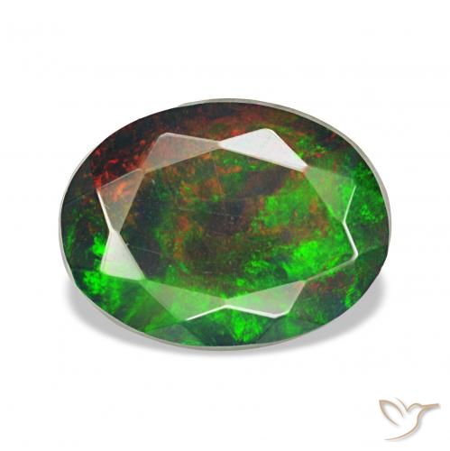 Ópalo negro Multicolor natural de 1.31 ct, Ovalada, Opaco