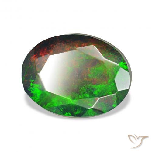 Ópalo negro Multicolor natural de 1.31 ct, Ovalada, Opaco