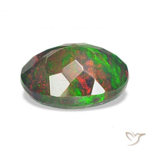 Ópalo negro Multicolor natural de 1.31 ct, Ovalada, Opaco