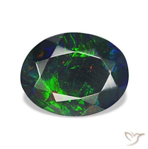Ópalo negro Multicolor natural de 1.55 ct, Ovalada, Opaco