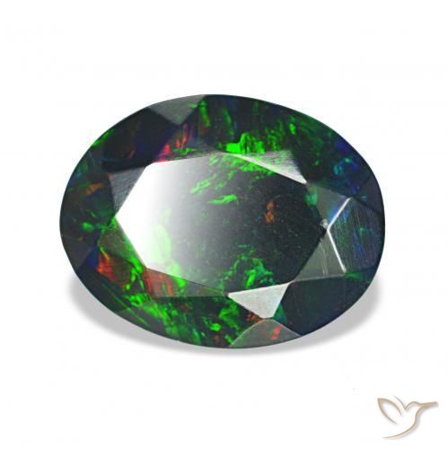 Ópalo negro Multicolor natural de 1.55 ct, Ovalada, Opaco