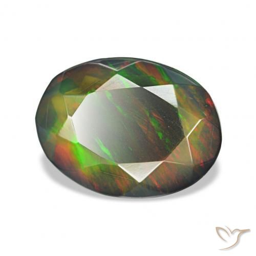 Ópalo negro Multicolor natural de 1.10 ct, Ovalada, Opaco