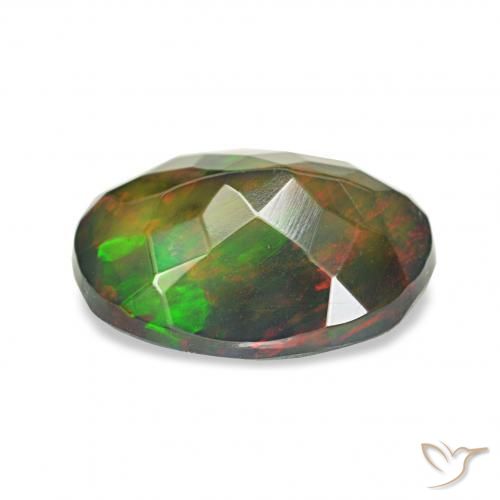 Ópalo negro Multicolor natural de 1.10 ct, Ovalada, Opaco