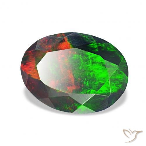 Ópalo negro Multicolor natural de 1.07 ct, Ovalada, Opaco