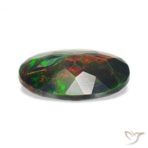Ópalo negro Multicolor natural de 0.90 ct, Ovalada, Opaco