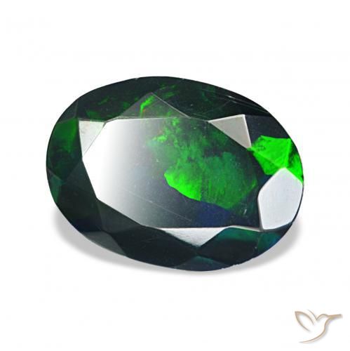Ópalo negro Multicolor natural de 0.98 ct, Ovalada, Opaco