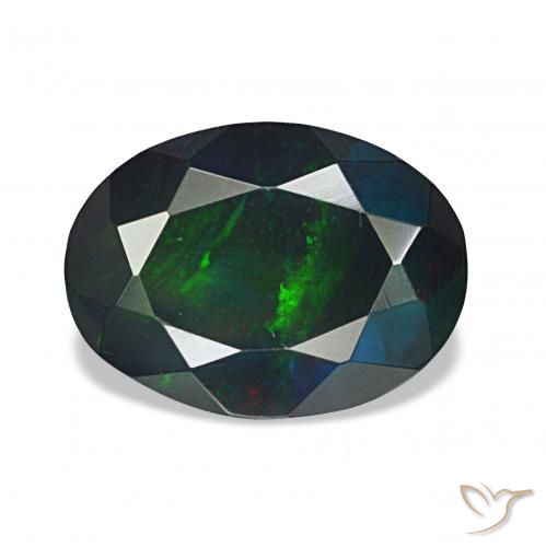 1.36ct Multicolor Ópalo negro, Ovalada, Opaco