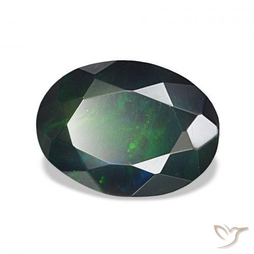 Ópalo negro Multicolor natural de 1.36 ct, Ovalada, Opaco