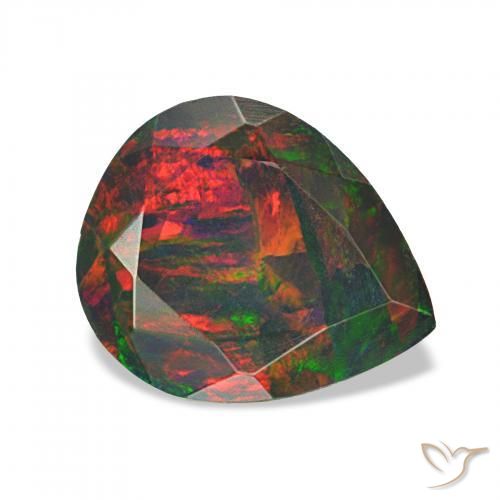 Ópalo negro Multicolor natural de 1.07 ct, En forma de pera, Opaco