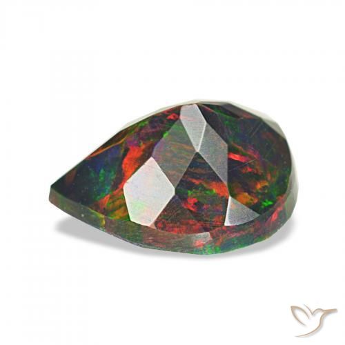 Ópalo negro Multicolor natural de 1.07 ct, En forma de pera, Opaco