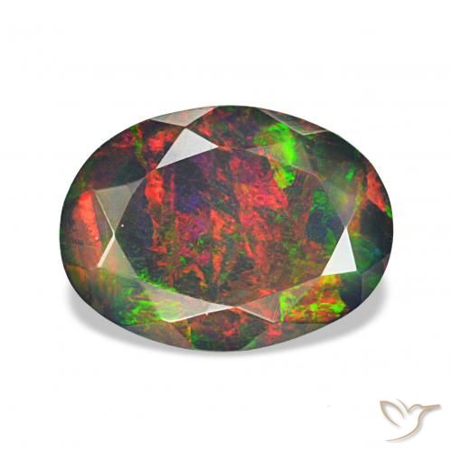 Ópalo negro Multicolor natural de 1.27 ct, Ovalada, Opaco