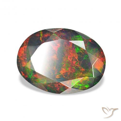 Ópalo negro Multicolor natural de 1.27 ct, Ovalada, Opaco