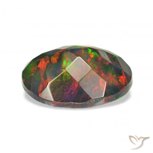 Ópalo negro Multicolor natural de 1.27 ct, Ovalada, Opaco