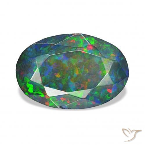 1.92ct Multicolor Ópalo negro, Ovalada, Opaco