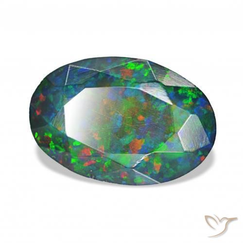 Ópalo negro Multicolor natural de 1.92 ct, Ovalada, Opaco