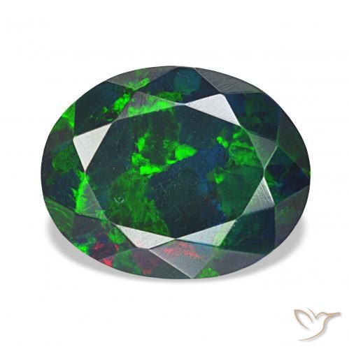 Ópalo negro Multicolor natural de 1.76 ct, Ovalada, Opaco
