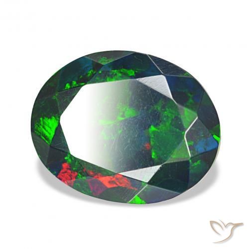 Ópalo negro Multicolor natural de 1.76 ct, Ovalada, Opaco