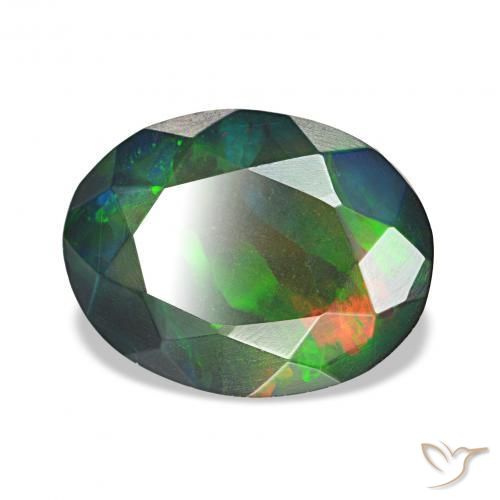 Ópalo negro Multicolor natural de 1.60 ct, Ovalada, Opaco