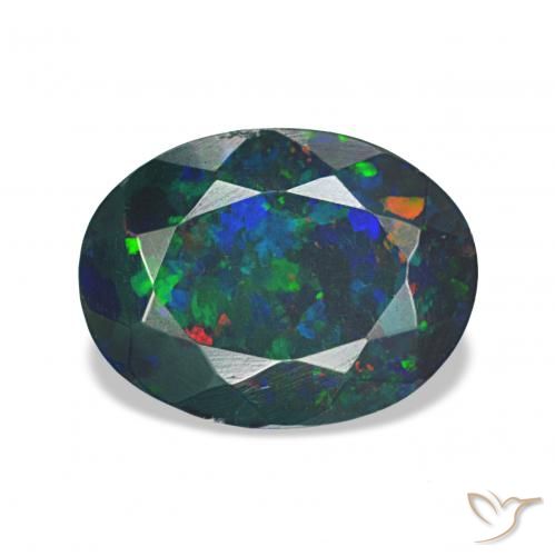 1.16ct Multicolor Ópalo negro, Ovalada, Opaco