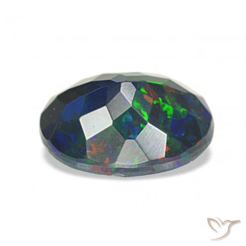 Ópalo negro Multicolor natural de 1.16 ct, Ovalada, Opaco