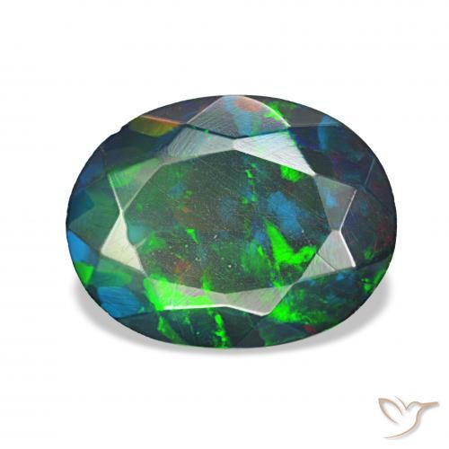 1.27ct Multicolor Ópalo negro, Ovalada, Opaco