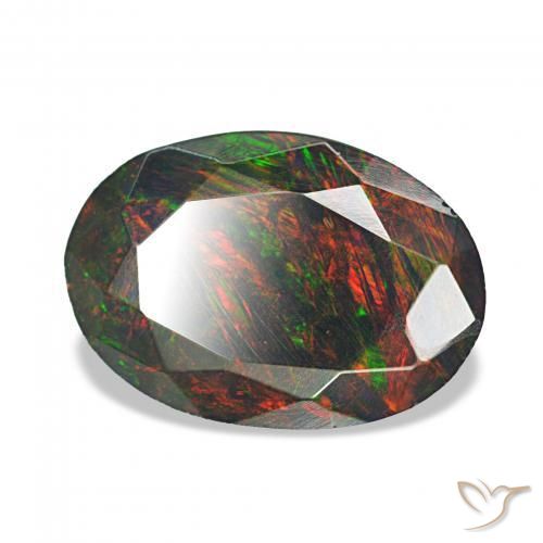 Ópalo negro Multicolor natural de 1.40 ct, Ovalada, Opaco