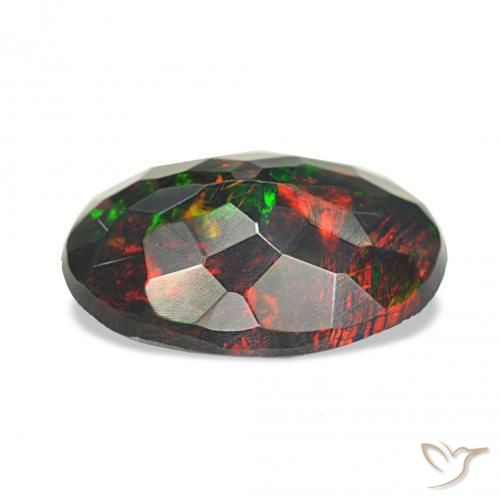 Ópalo negro Multicolor natural de 1.40 ct, Ovalada, Opaco