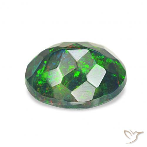 Ópalo negro Multicolor natural de 1.19 ct, Ovalada, Opaco