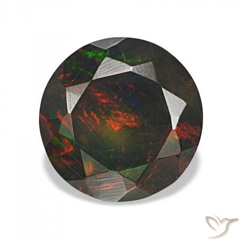 Ópalo negro Multicolor natural de 1.30 ct, Redondo, Opaco