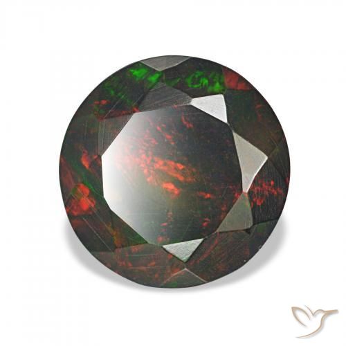 Ópalo negro Multicolor natural de 1.30 ct, Redondo, Opaco