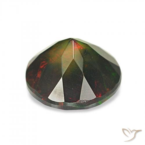 Ópalo negro Multicolor natural de 1.30 ct, Redondo, Opaco
