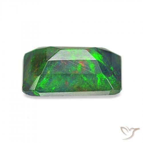 Ópalo negro Multicolor natural de 0.89 ct, Corte Octágono / Esmeralda, Opaco