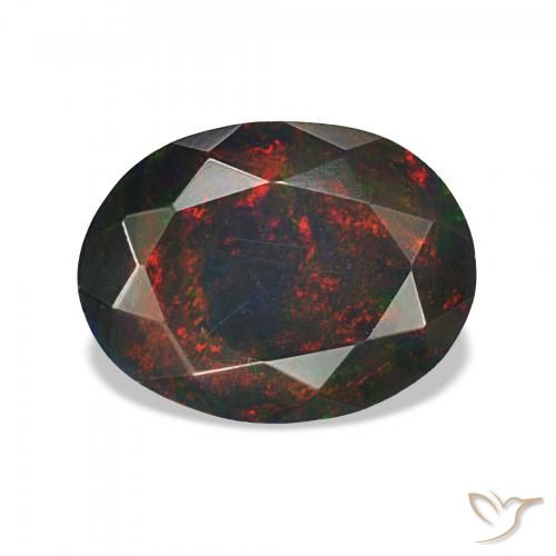 Ópalo negro Multicolor natural de 1.28 ct, Ovalada, Opaco