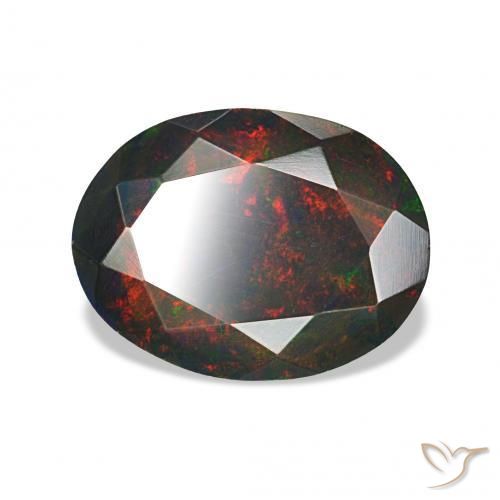 Ópalo negro Multicolor natural de 1.28 ct, Ovalada, Opaco