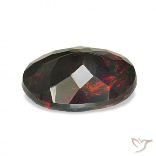 Ópalo negro Multicolor natural de 1.28 ct, Ovalada, Opaco
