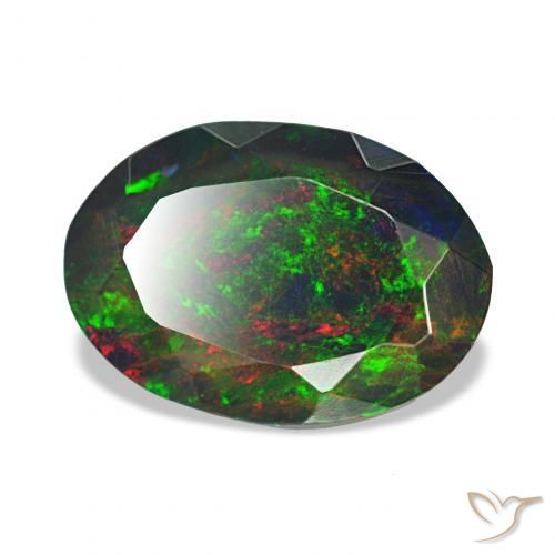 Ópalo negro Multicolor natural de 1.45 ct, Ovalada, Opaco