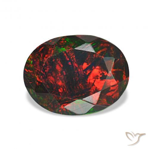 Ópalo negro Multicolor natural de 1.34 ct, Ovalada, Opaco