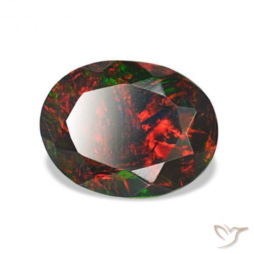 Ópalo negro Multicolor natural de 1.34 ct, Ovalada, Opaco