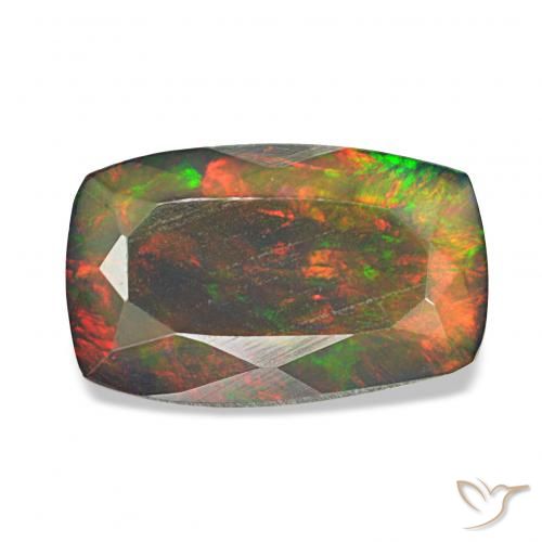 Ópalo negro Multicolor natural de 1.17 ct, Forma Cojín, Opaco