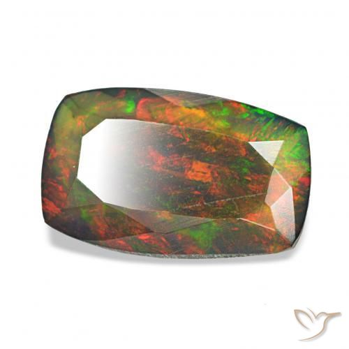 Ópalo negro Multicolor natural de 1.17 ct, Forma Cojín, Opaco