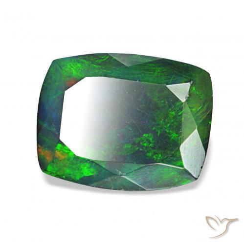 Ópalo negro Multicolor natural de 1.46 ct, Forma Cojín, Opaco