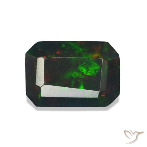 Ópalo negro Multicolor natural de 0.99 ct, Corte Octágono / Esmeralda, Opaco