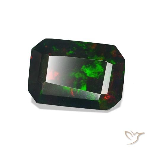Ópalo negro Multicolor natural de 0.99 ct, Corte Octágono / Esmeralda, Opaco