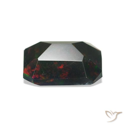 Ópalo negro Multicolor natural de 0.99 ct, Corte Octágono / Esmeralda, Opaco