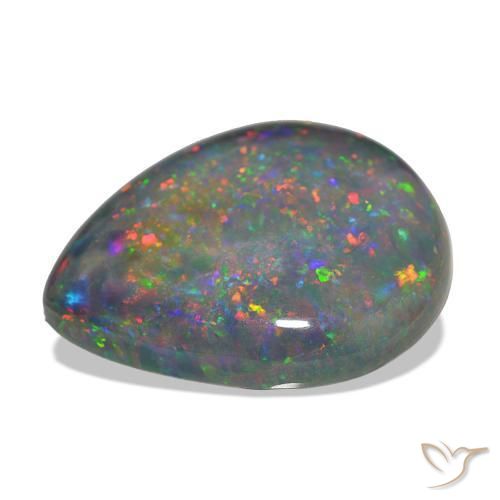 Ópalo negro Multicolor natural de 47.99 ct, En forma de pera, Opaco