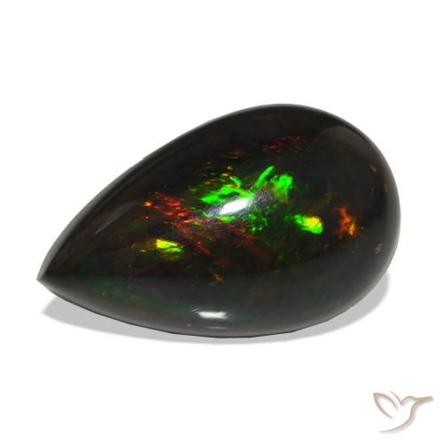 Ópalo negro Multicolor natural de 12.50 ct, En forma de pera, Opaco