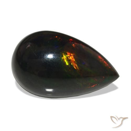 Ópalo negro Multicolor natural de 12.50 ct, En forma de pera, Opaco