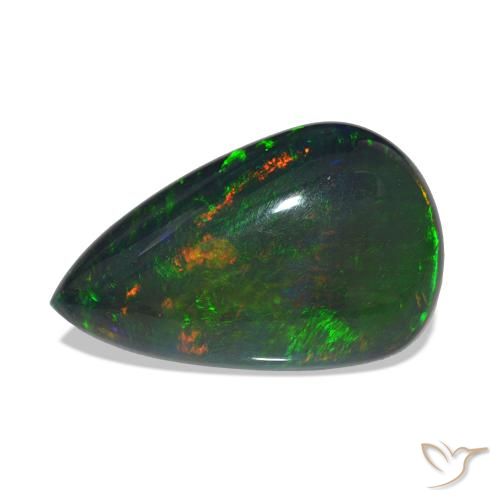 Ópalo negro Multicolor natural de 11.20 ct, En forma de pera, Opaco