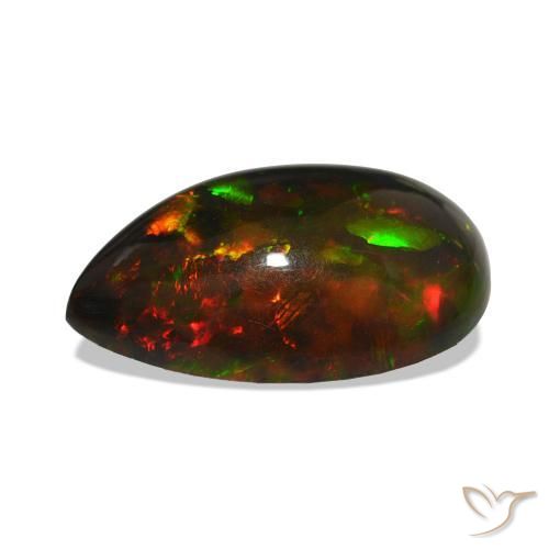 Ópalo negro Multicolor natural de 11.76 ct, En forma de pera, Opaco