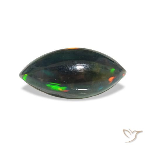 Ópalo negro multicolor natural de 0,64 ct, marquesa, translúcido
